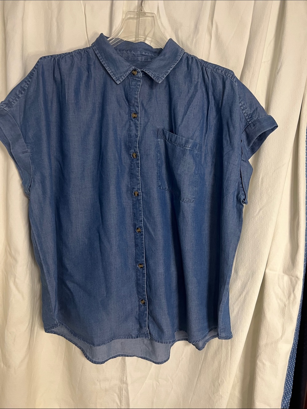 Lightweight Blue Denim Button-Up Shirt
